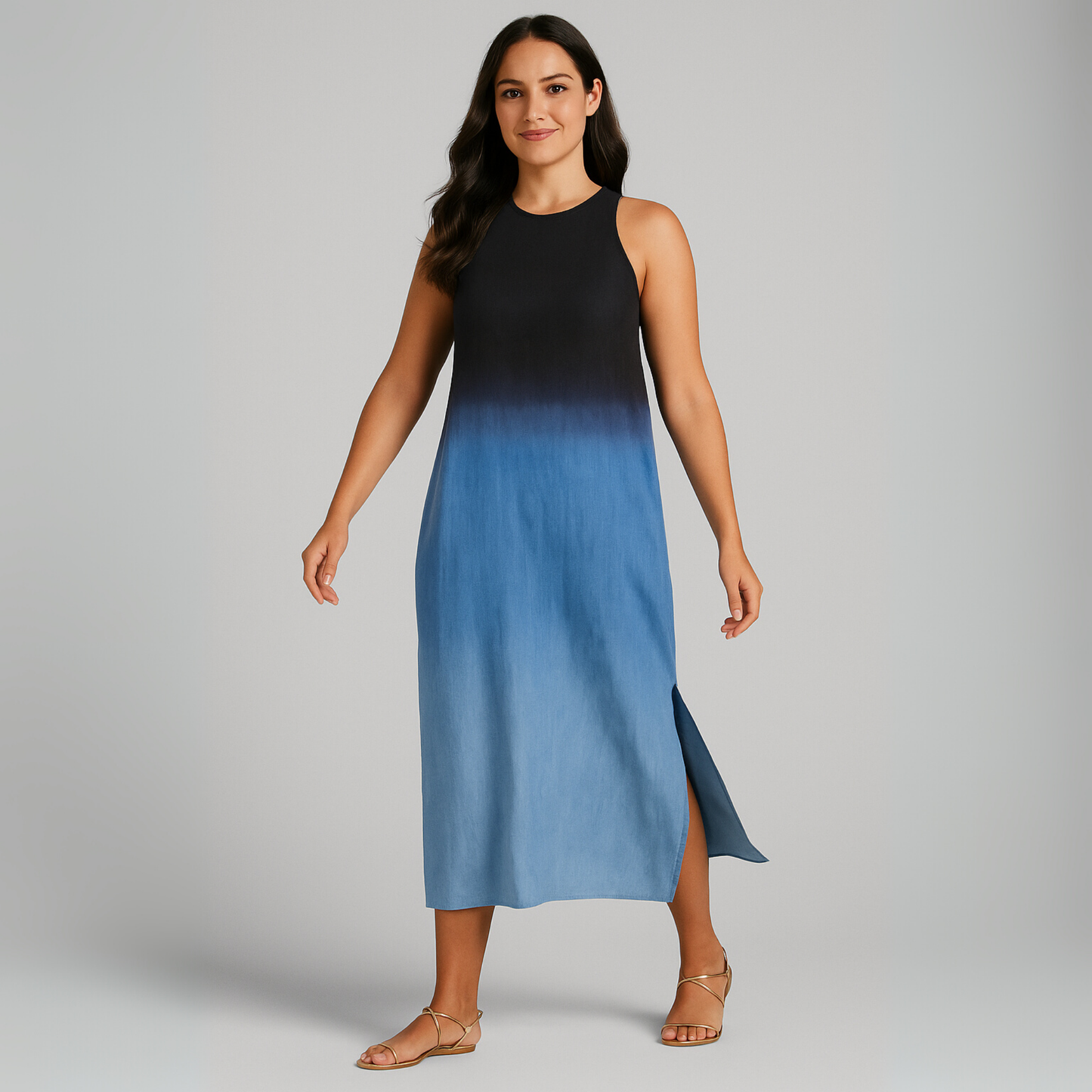 Women Sleeveless Ombre Dress | Loose Midi