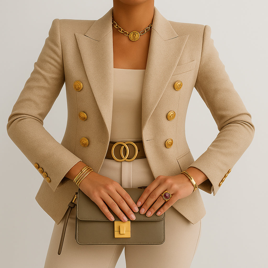 Ladies Fitted Blazer | Gold Button Detail