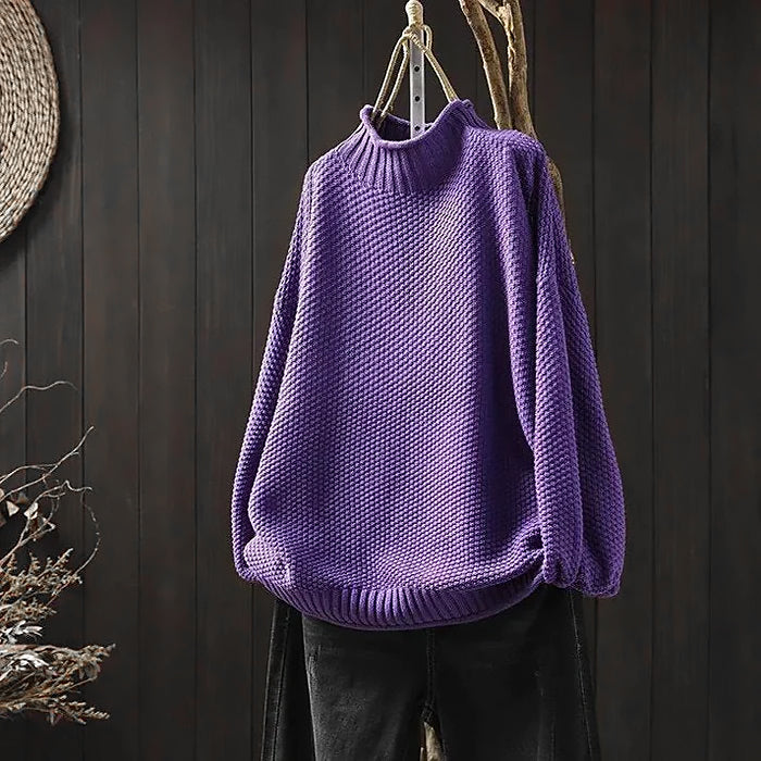 Ladies Loose Turtleneck Sweater | Chunky Knit