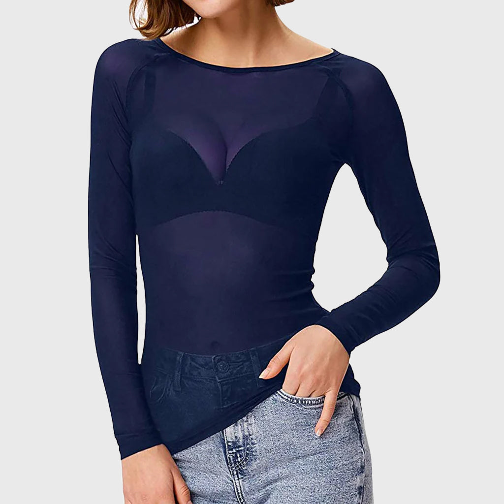 Ladies Sheer Long Sleeve Shirt | Slim Fit Structure