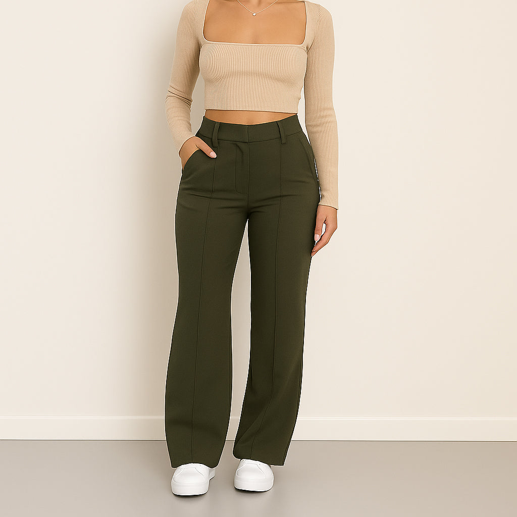 Ladies Wide-Leg Trousers | Elastic Waist