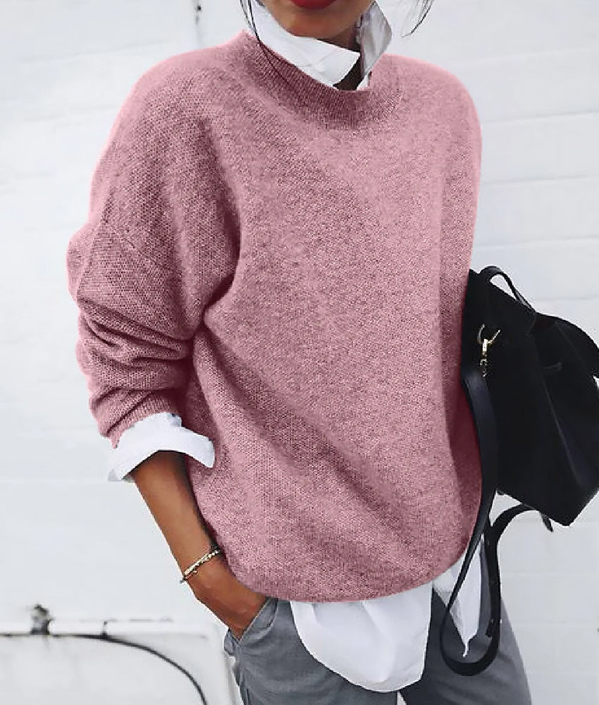 Ladies Loose Fit Knit Sweater | Round Neck