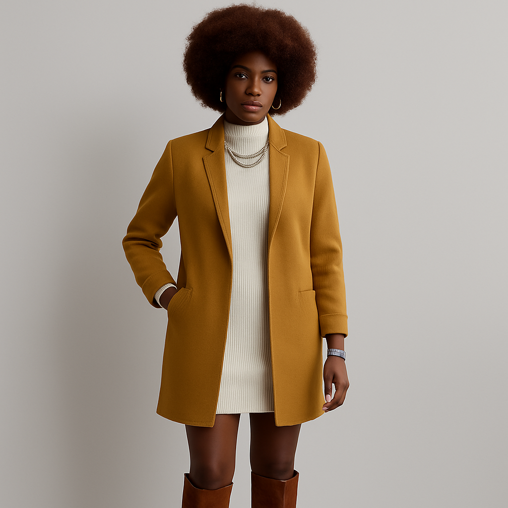 Women Open Front Midi Blazer | Straight Cut Design