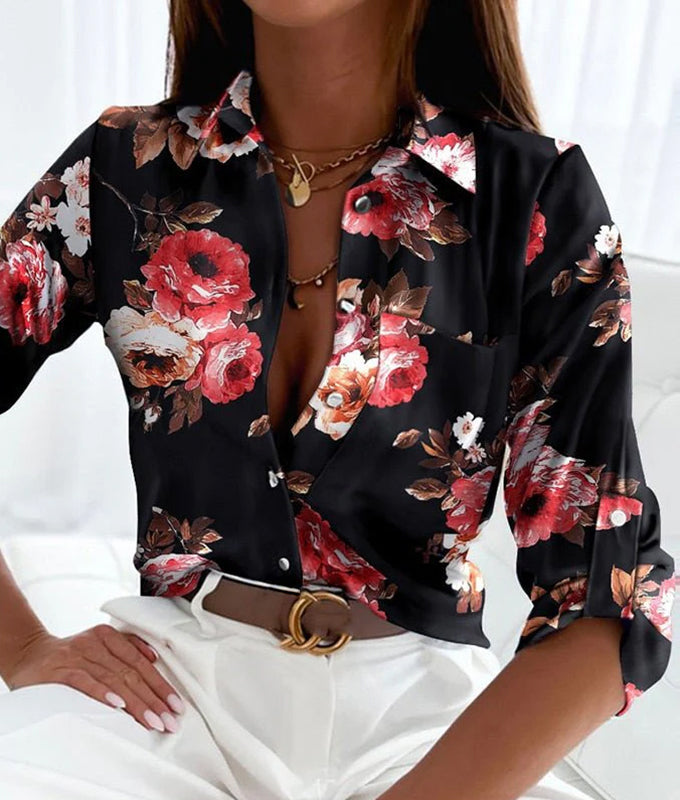 Ladies Patterned Blouse | Collar Neck Design