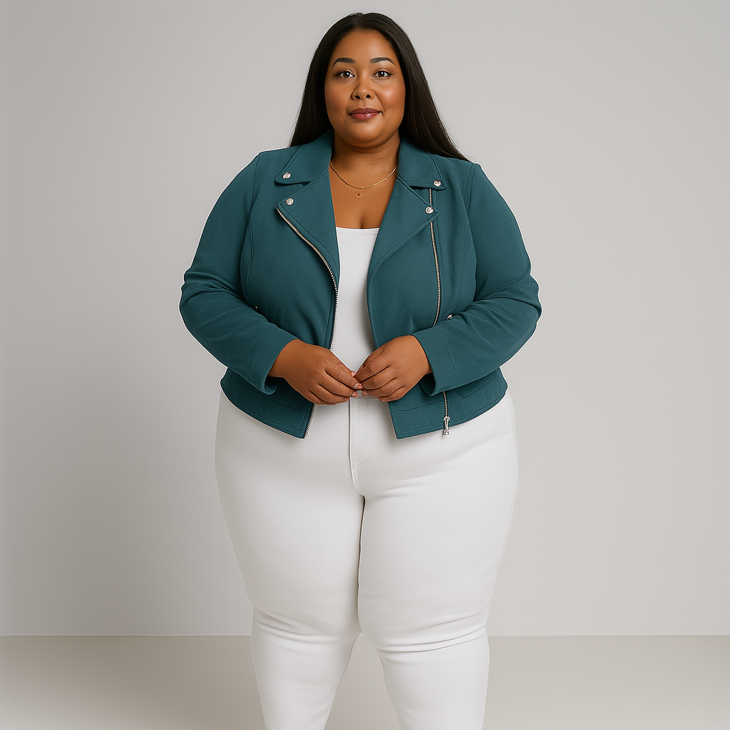 Ladies Short Biker Jacket | With Zippers