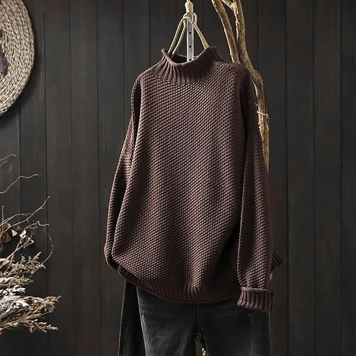 Ladies Loose Turtleneck Sweater | Chunky Knit