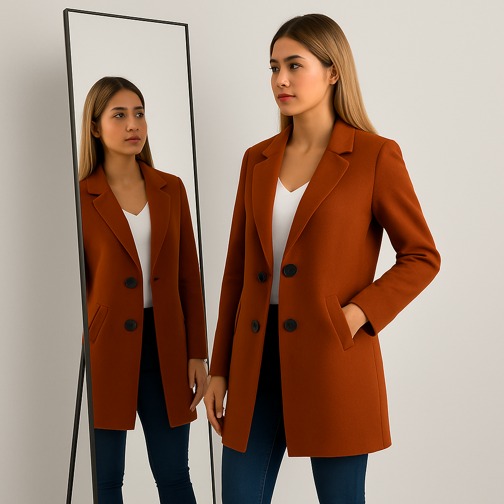 Ladies Fitted Short Coat | Classic Lapel Collar