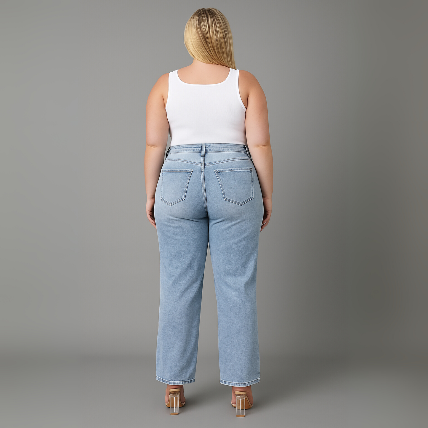 Women High Waist Wide Leg Jeans | Straight Fit
