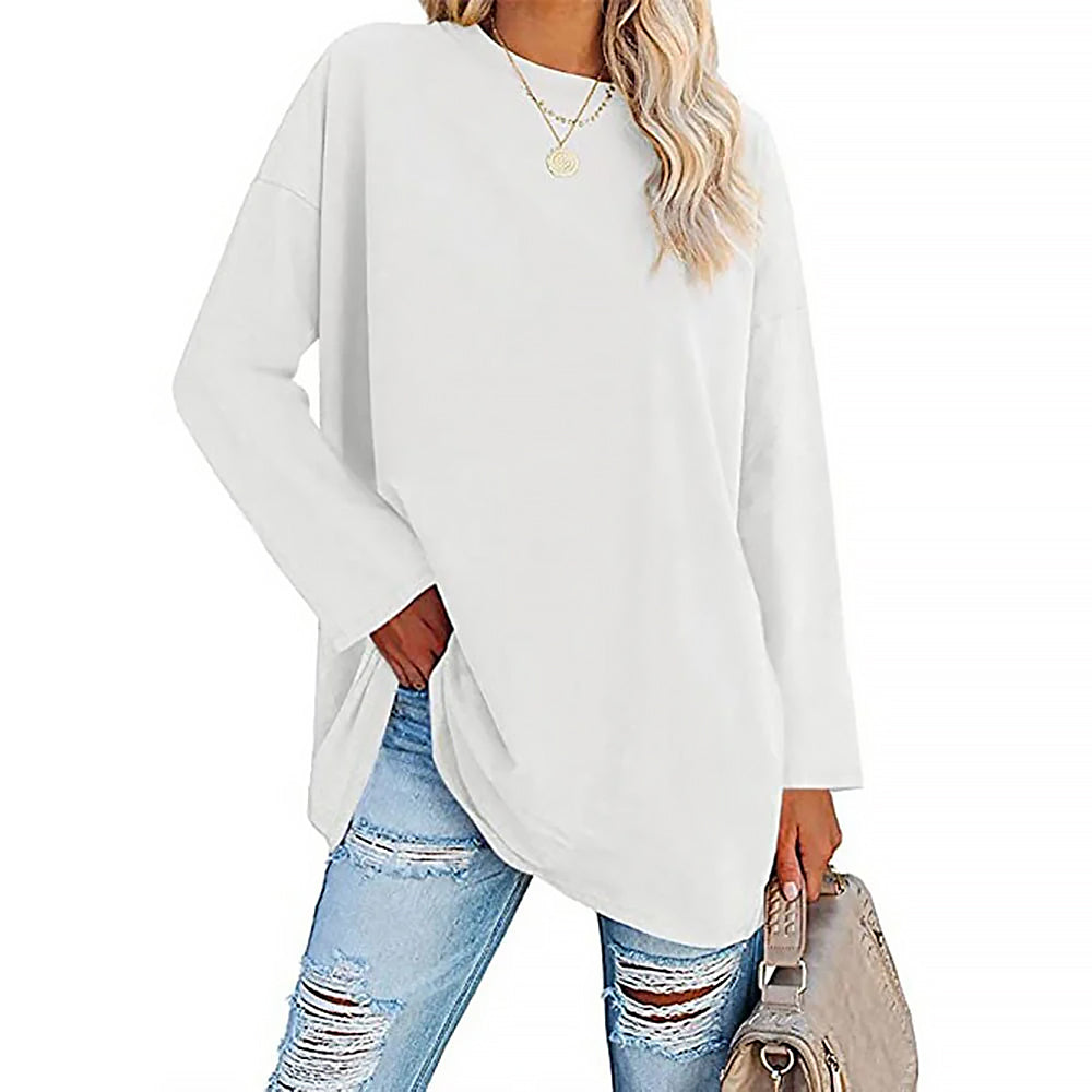 Ladies Long Sleeve Round Neck Shirt | Loose Fit