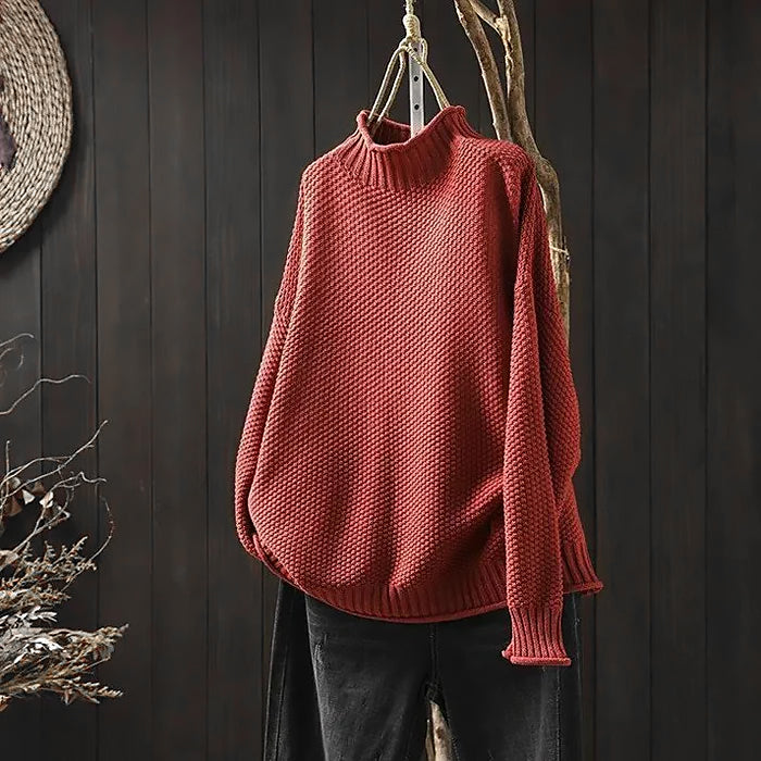 Ladies Loose Turtleneck Sweater | Chunky Knit