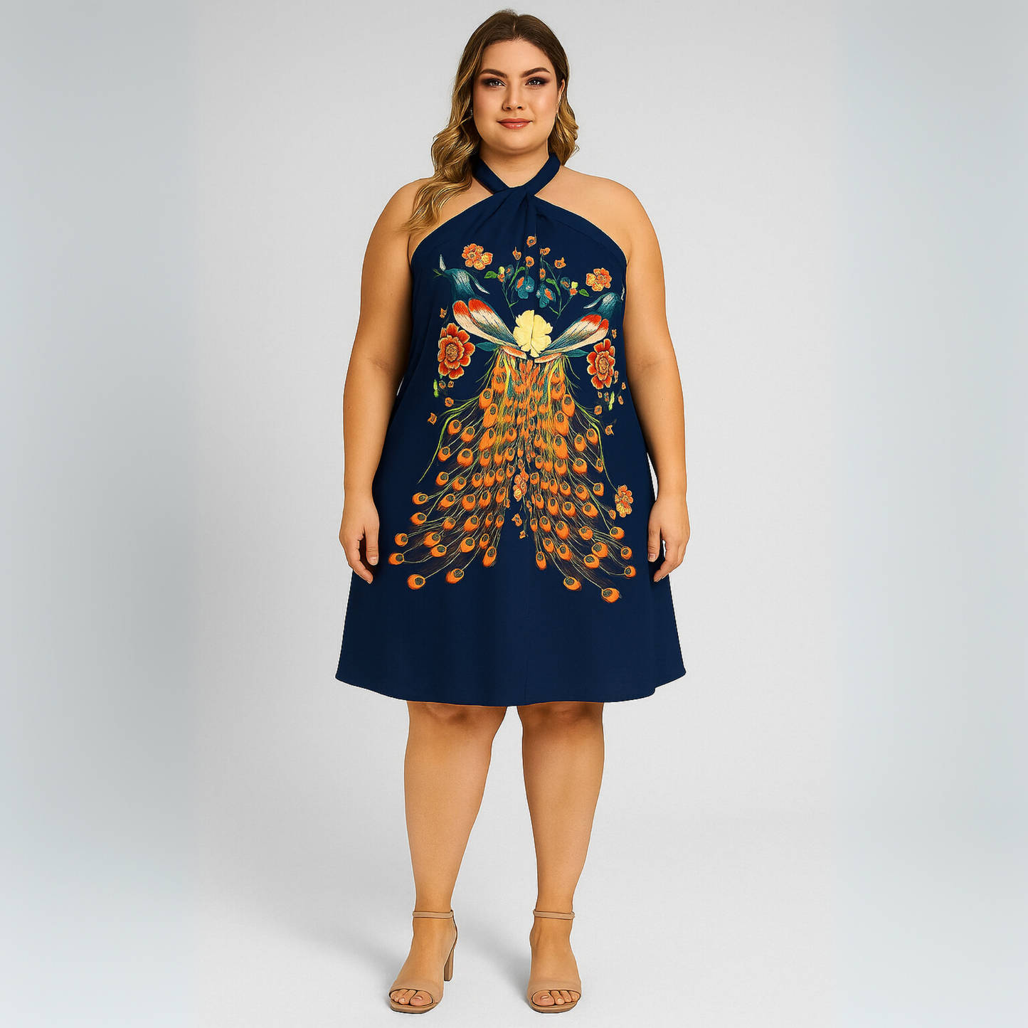 Women Halter Printed Dress | Backless Detail
