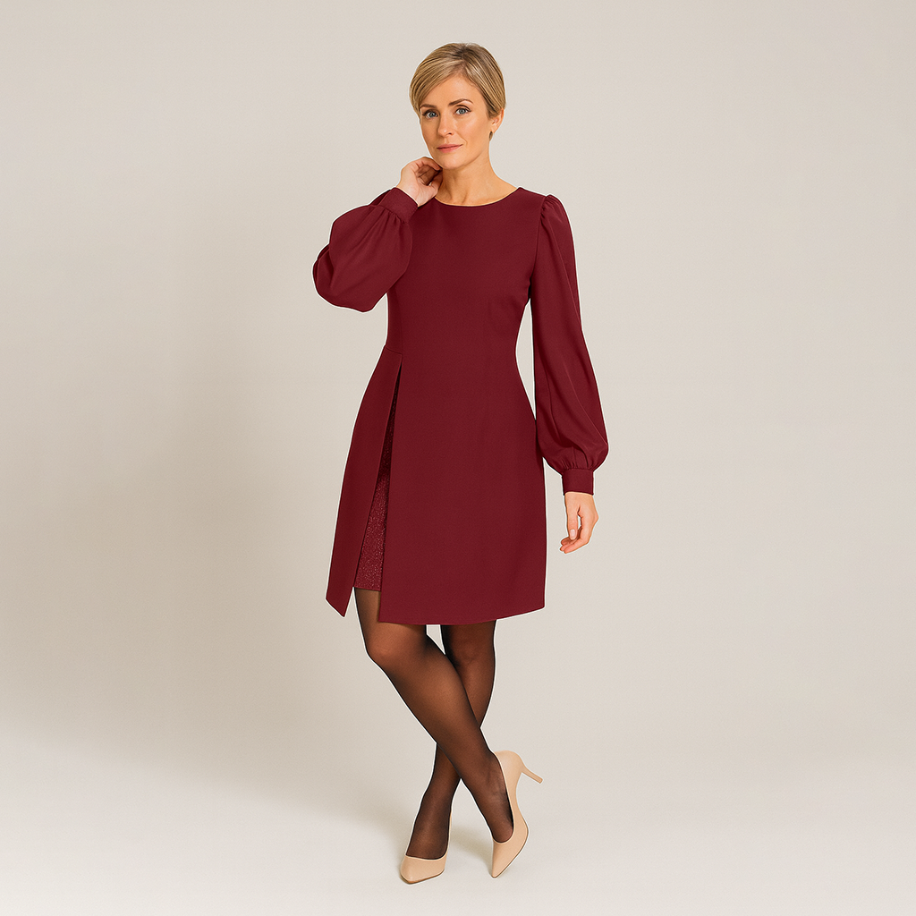 Ladies Long Sleeve Mini Dress | Lantern Sleeves