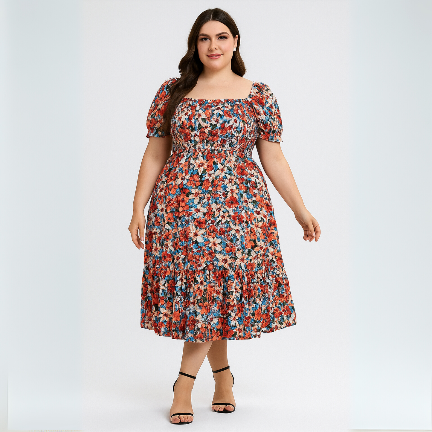 Women Floral Midi Dress | Off Shoulder Summer