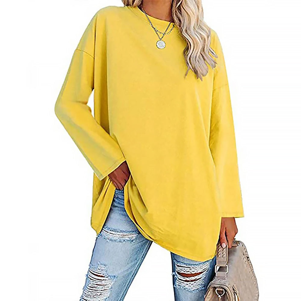 Ladies Long Sleeve Round Neck Shirt | Loose Fit