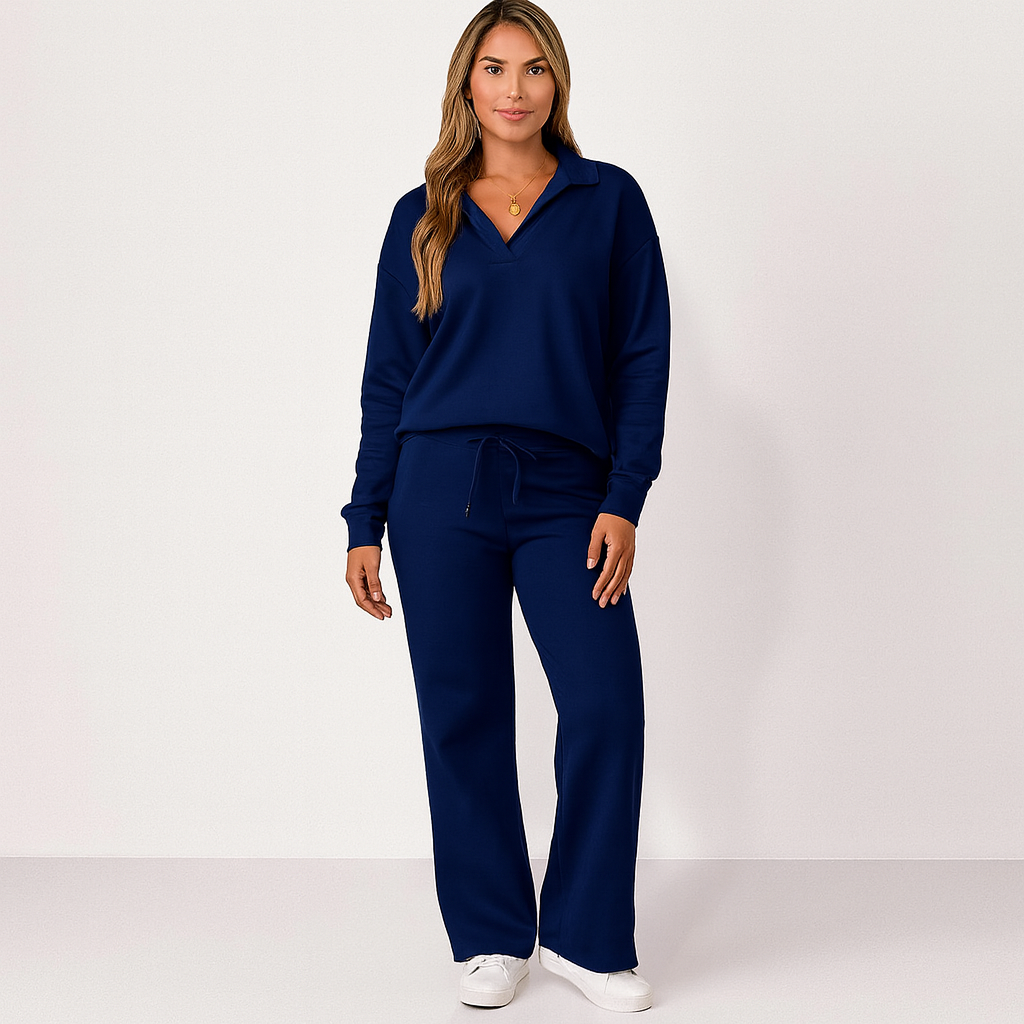Ladies Loose Fit Loungewear Set | Zipper Collar