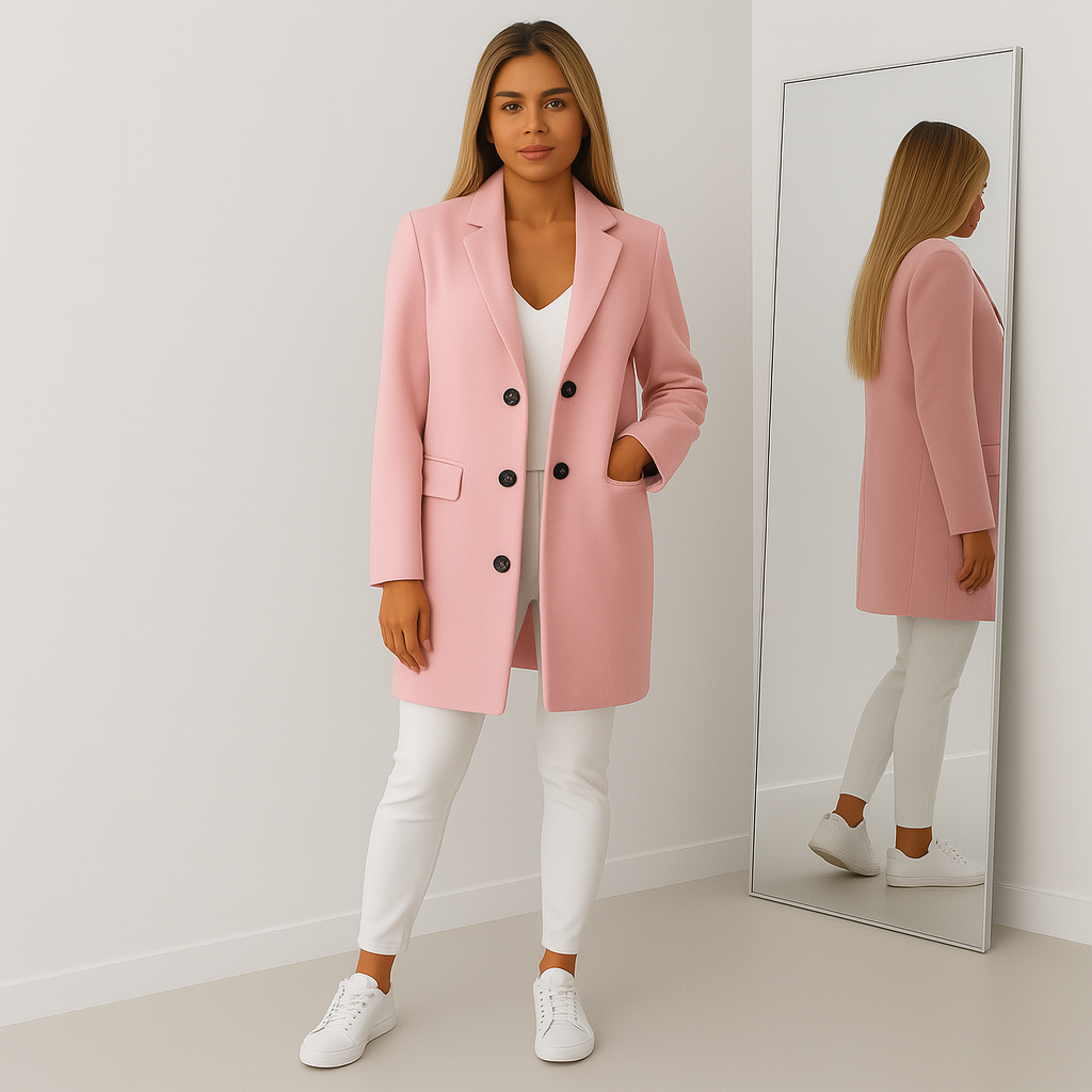 Ladies Fitted Short Coat | Classic Lapel Collar