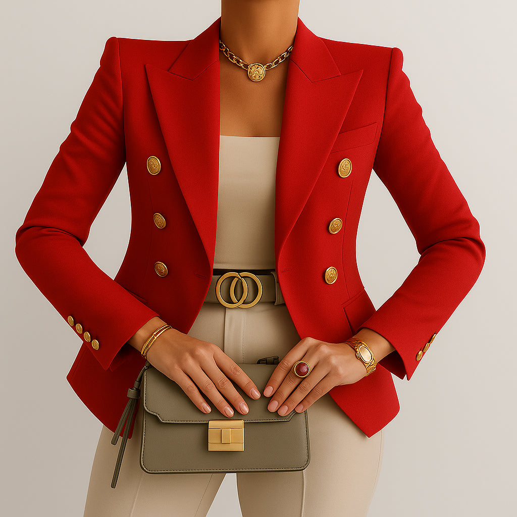 Ladies Fitted Blazer | Gold Button Detail