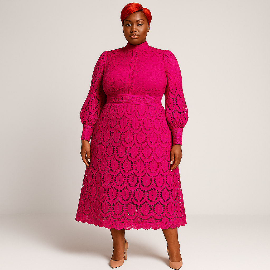 Women Lace Midi Dress | Long Sleeve Elegant