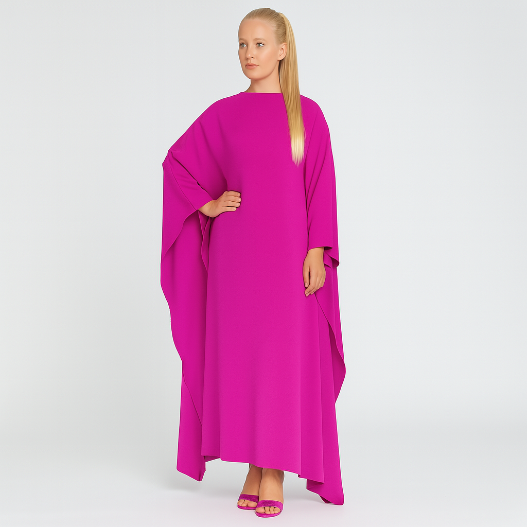 Women's Wide Cape Maxi Dress | Asymmetric Style