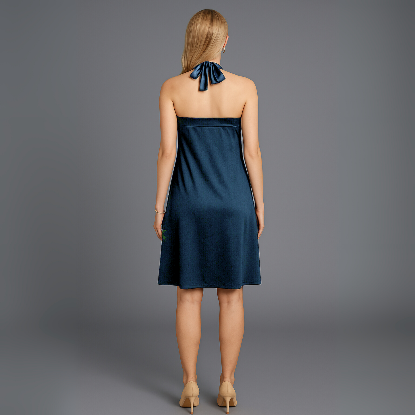 Women Halter Printed Dress | Backless Detail