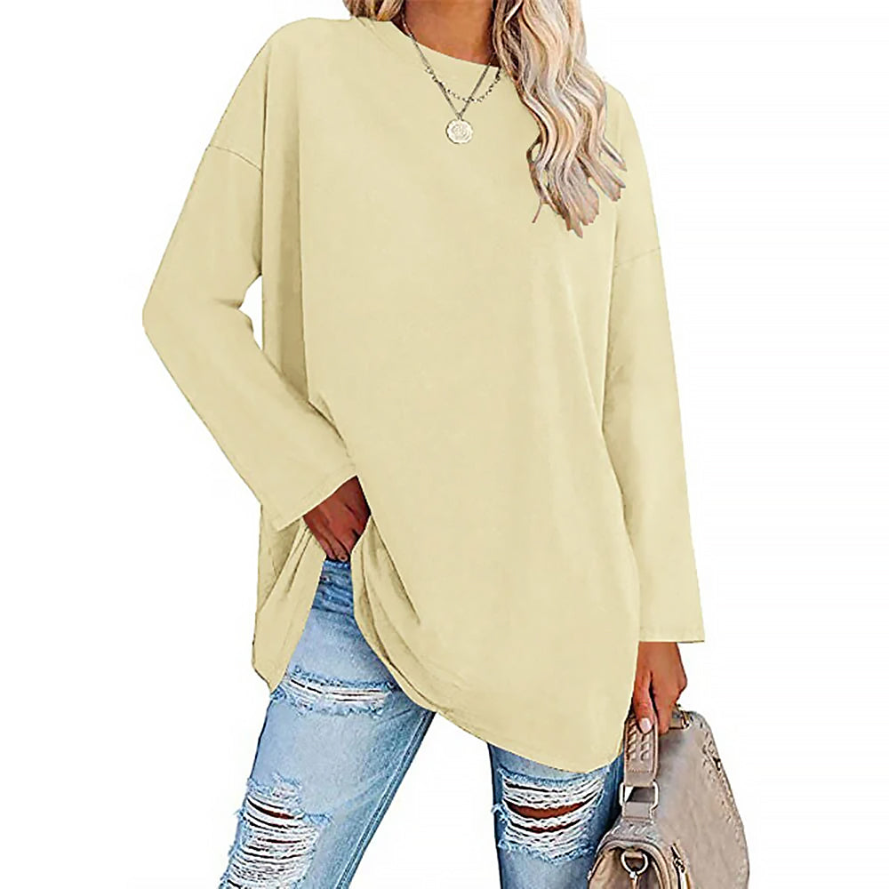 Ladies Long Sleeve Round Neck Shirt | Loose Fit