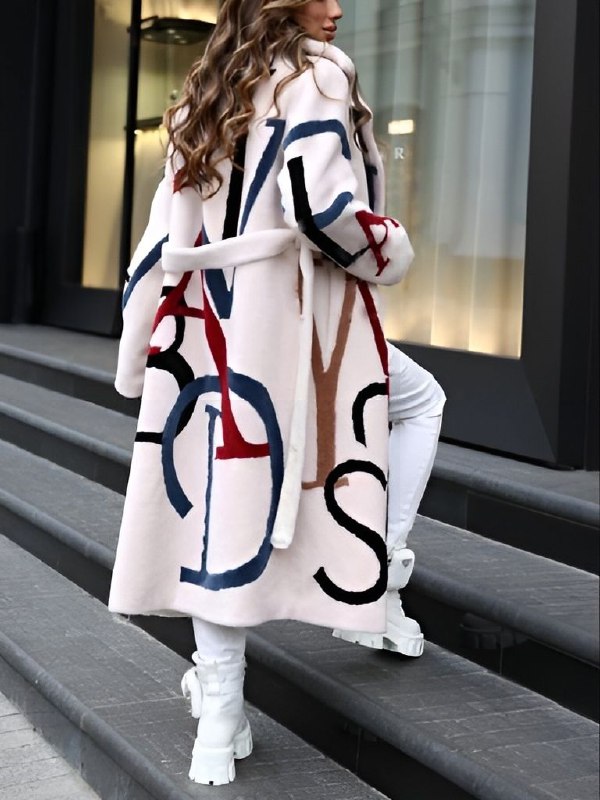 Coat | Women Printed Long Coat | Wide Collar