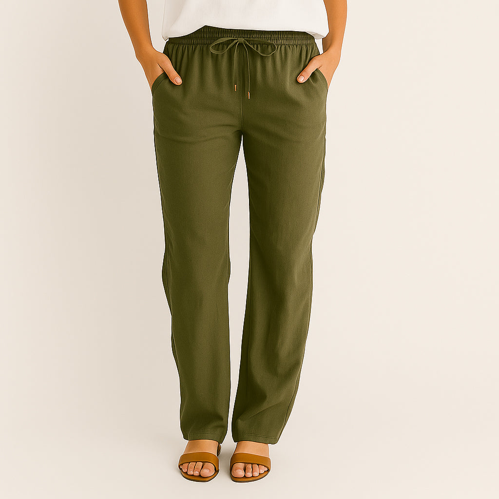 Ladies Wide Leg Pants | Drawstring Waist