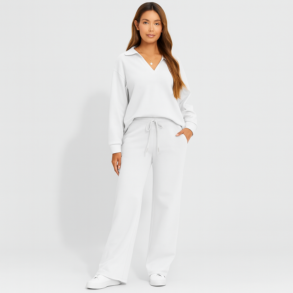 Ladies Loose Fit Loungewear Set | Zipper Collar