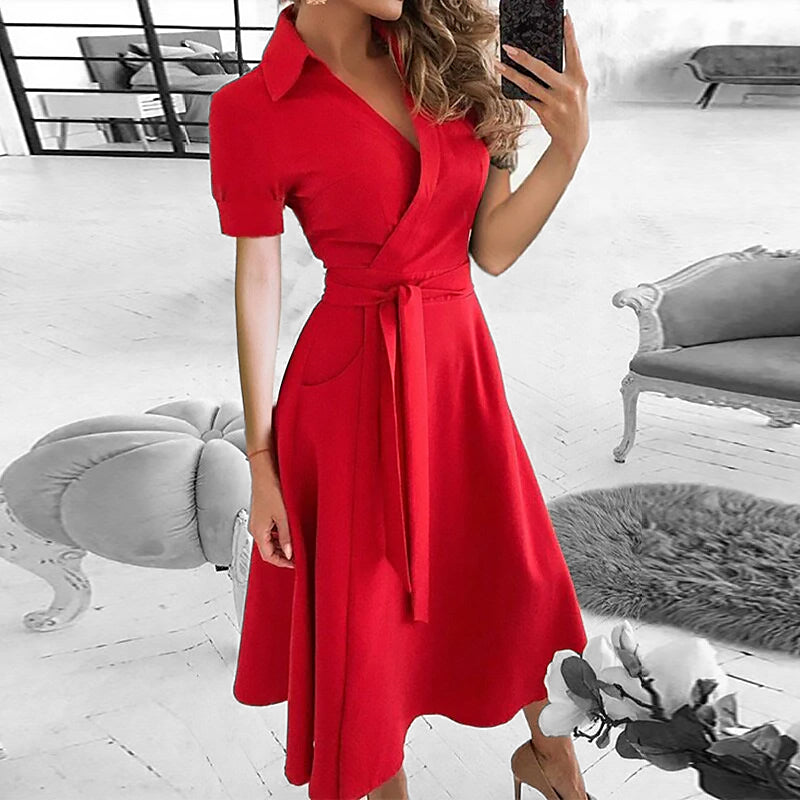 Women's Off-the-shoulder Midi Dress | Buttoned cut