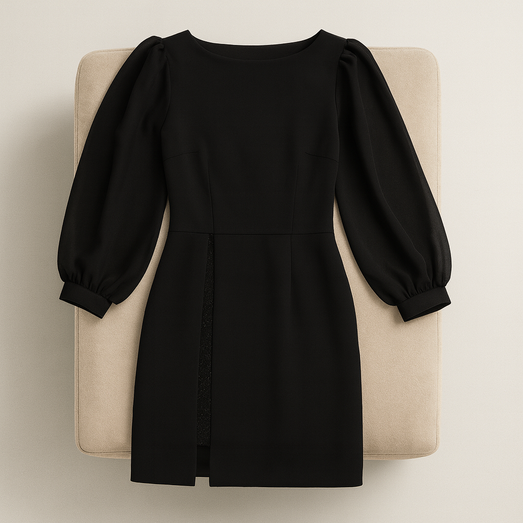 Ladies Long Sleeve Mini Dress | Lantern Sleeves
