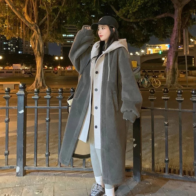 Coat | Women Hooded Long Coat | Button Front
