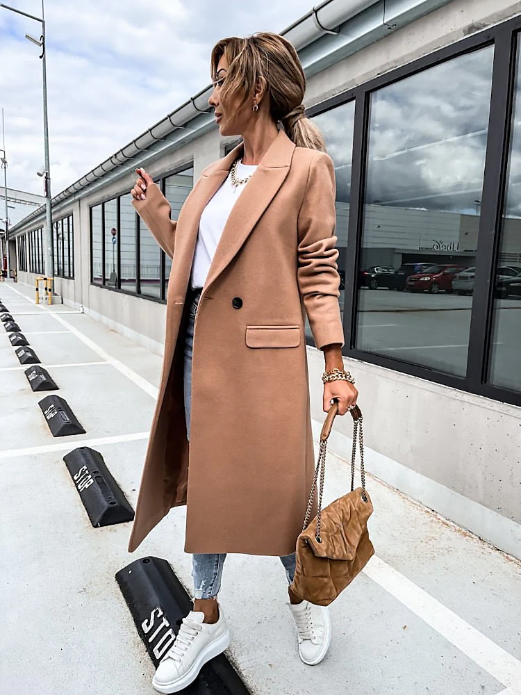 Ladies Classic Coat | Button Front Long Cut