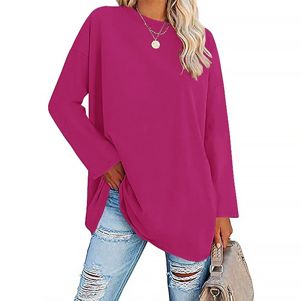 Ladies Long Sleeve Round Neck Shirt | Loose Fit