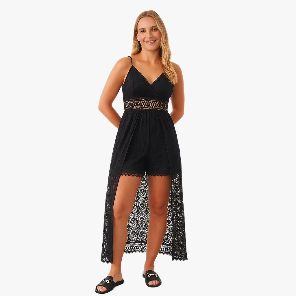 Women Lace Detail Maxi Dress | Asymmetric Split