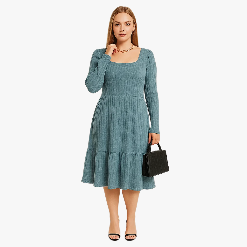Women Long Sleeve Knit Dress | Flared Fit