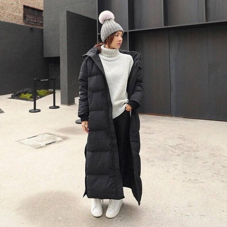 Coat | Women Full Length Puffer Coat | Winter Hooded