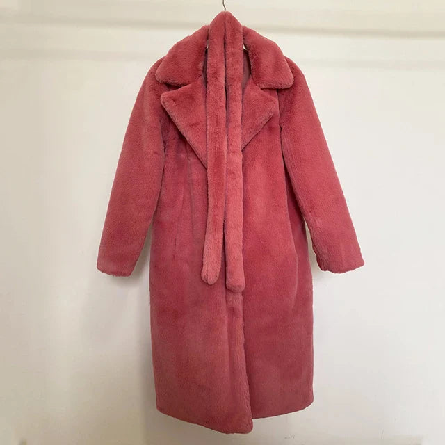 Coat | Women Belted Long Coat | Wide Collar
