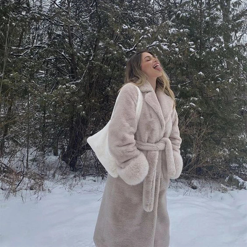 Coat | Women Belted Long Coat | Wide Collar