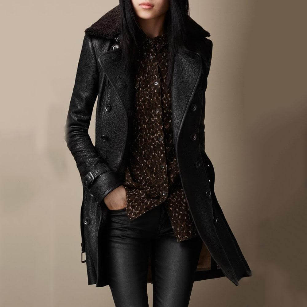 Women Double Breasted Long Coat | Belted