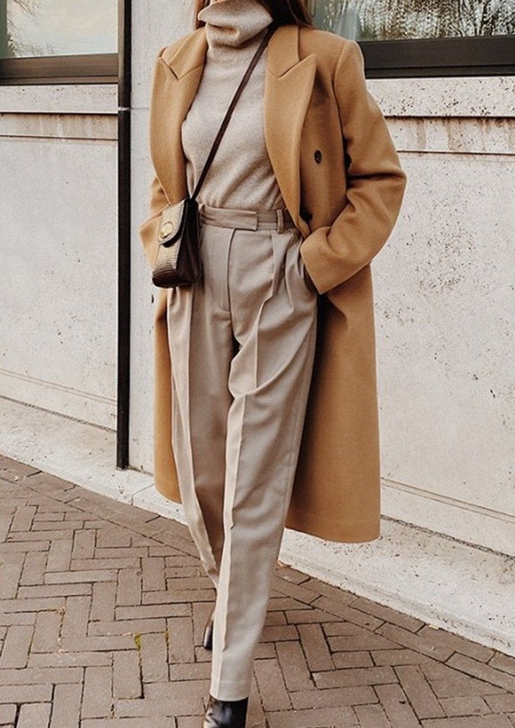 Women Long Coat | Double Breasted