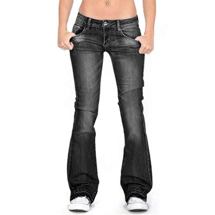Women Flared Blue Jeans | Low Waist