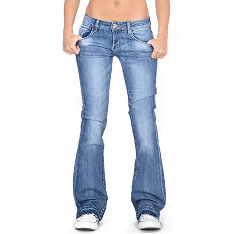 Women Flared Blue Jeans | Low Waist