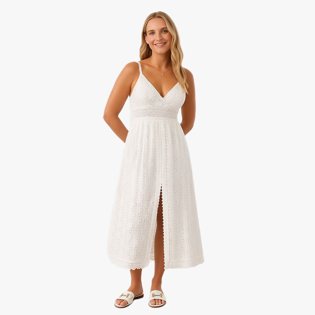 Women Lace Detail Maxi Dress | Asymmetric Split