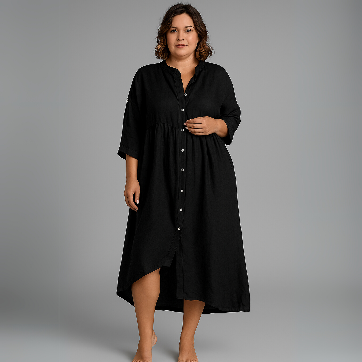 Women Buttoned Midi Dress | Flowing Silhouette