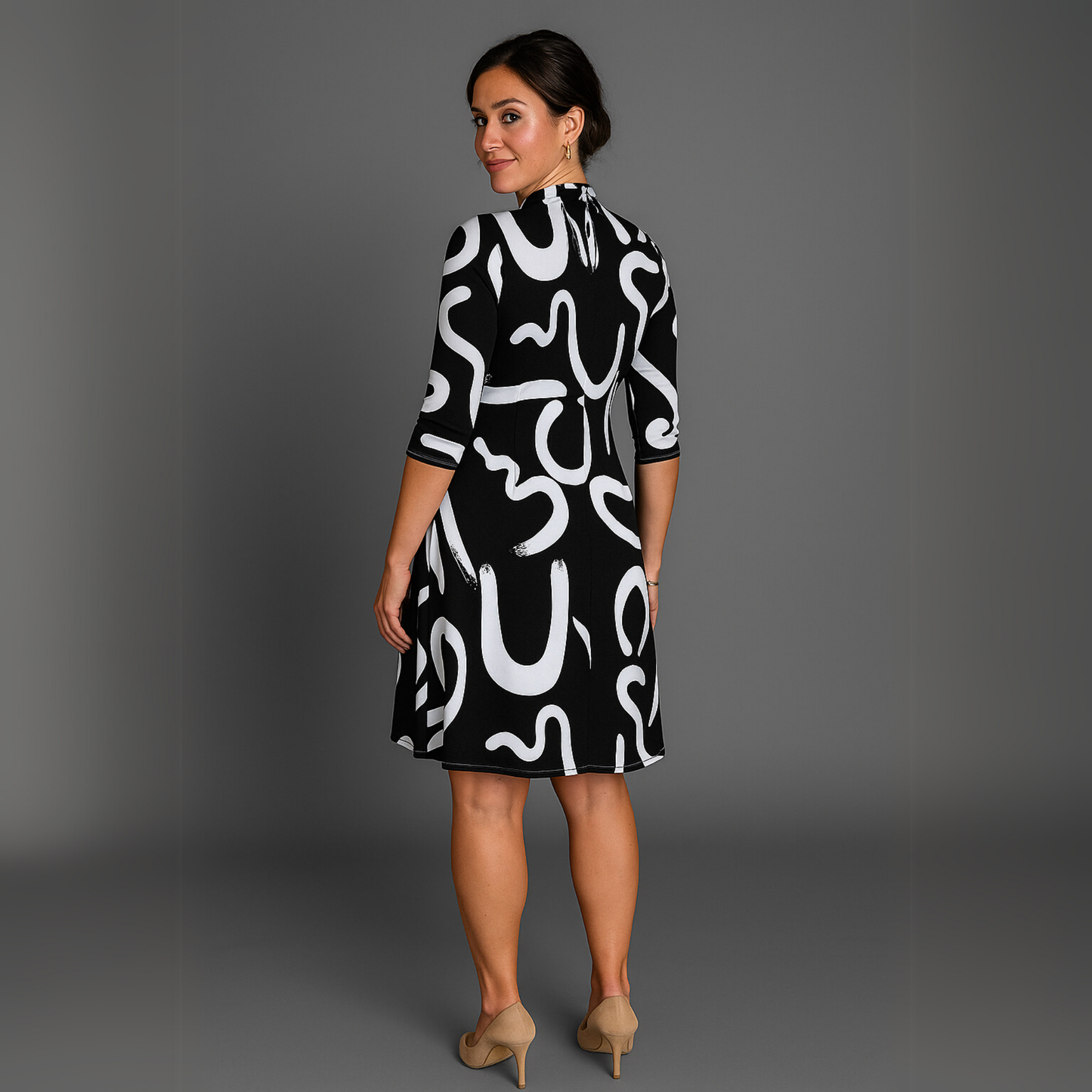 Women Abstract Print Mini Dress | Long Sleeve