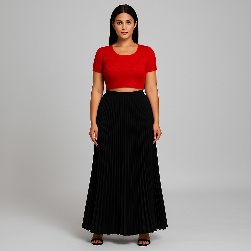 Women Pleated Maxi Skirt | Flowing High Waist