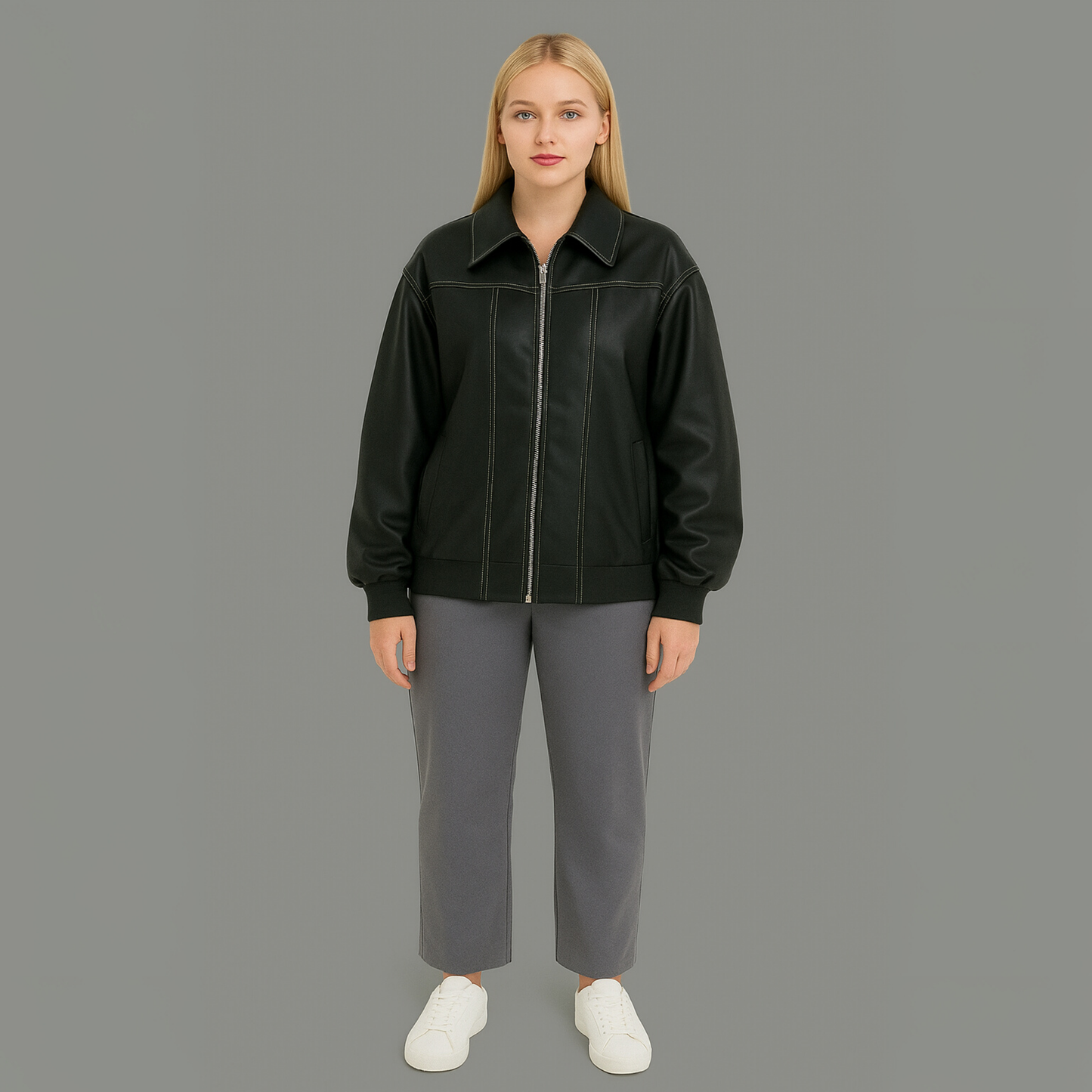Women Oversized Zip Jacket | Relaxed Fit
