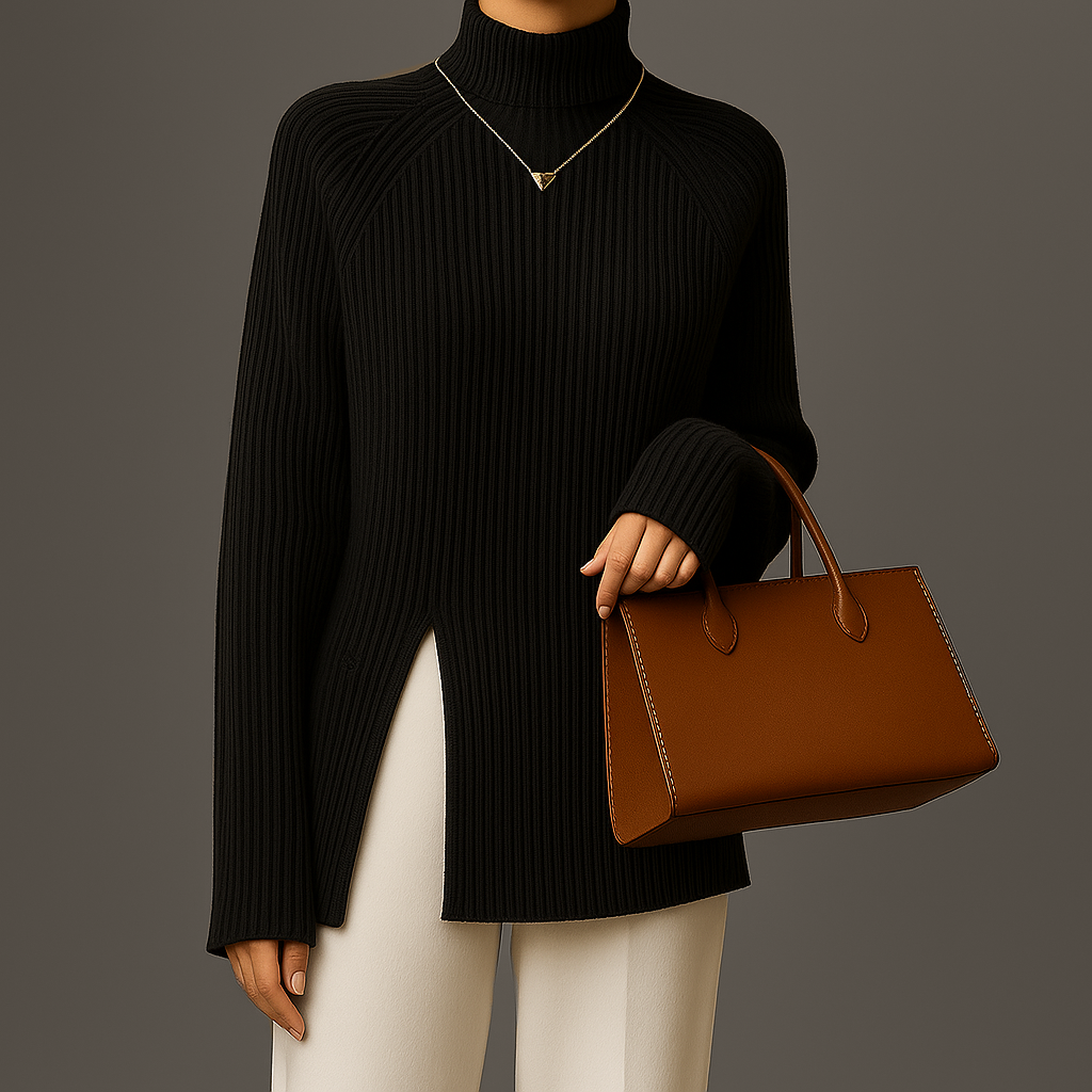 Women Ribbed Pullover | Turtleneck Longsleeve