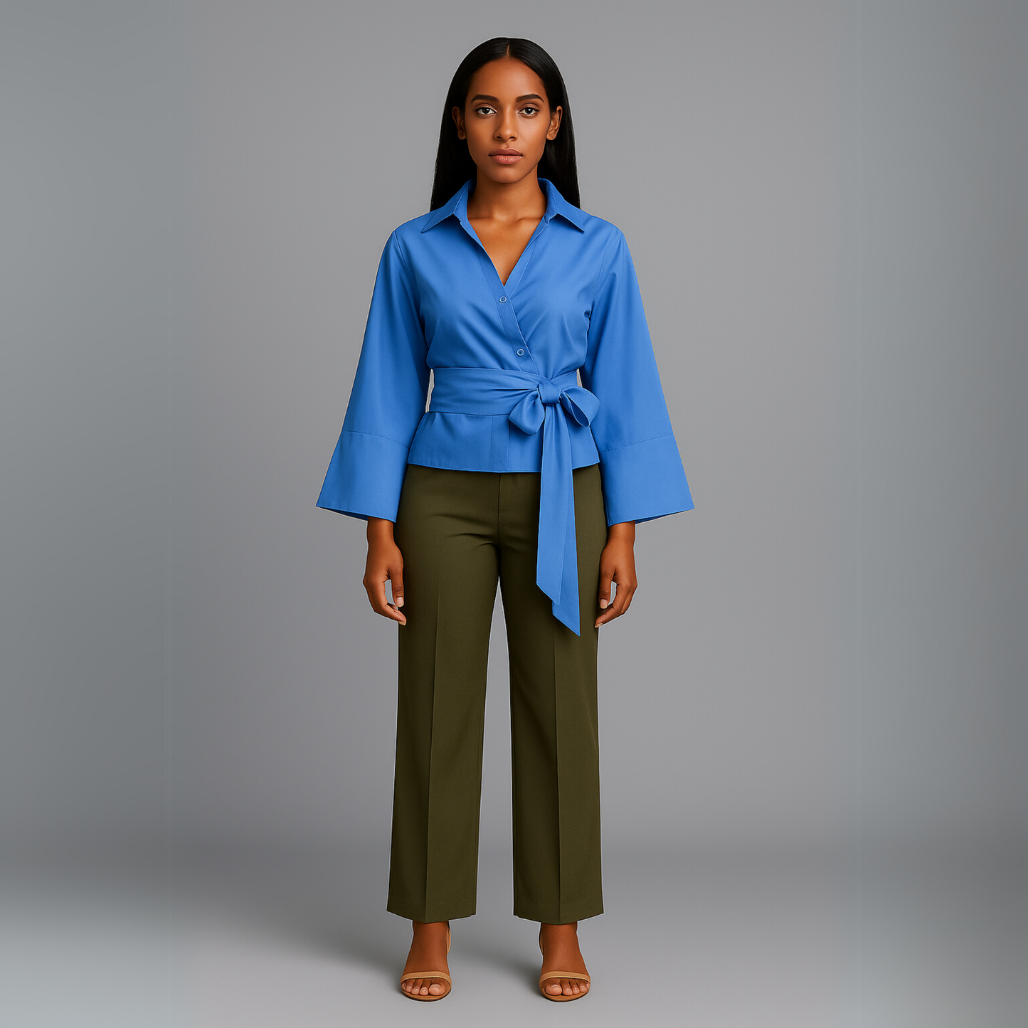 Women Belted Kimono Blouse | Wide Sleeve