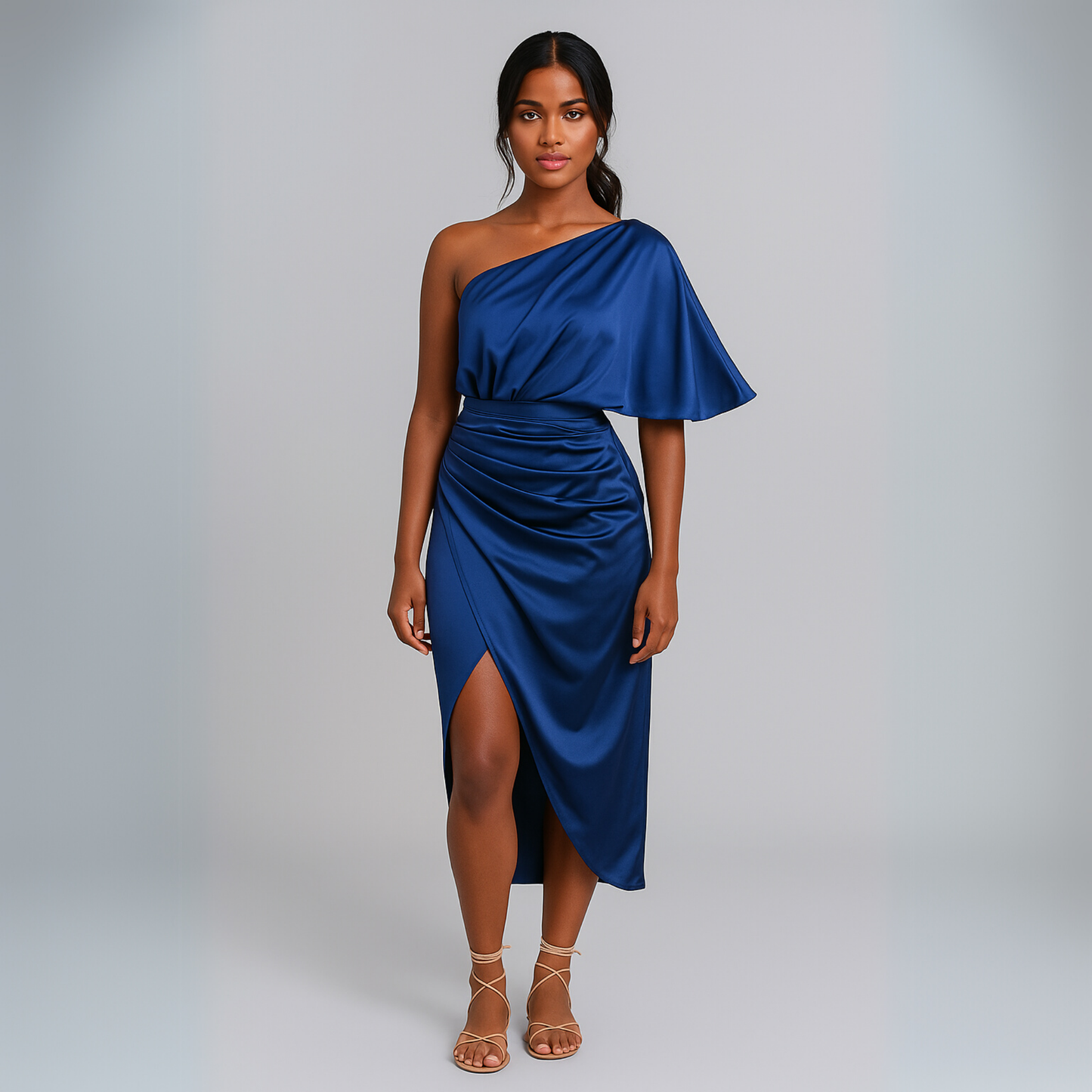 Women One Shoulder Dress | Draped Detail